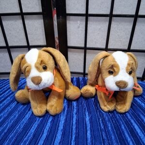Plush Puppy Dog Pair - Brown and White